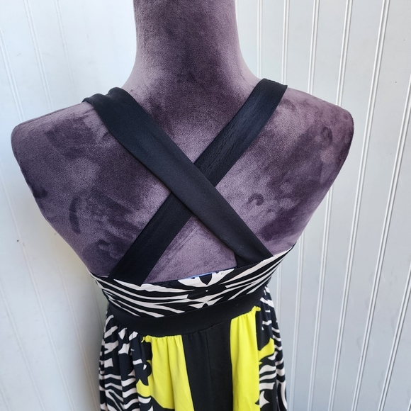 Inc International Concepts Women's Asymmetrical Hem Black Yellow Maxi Dress XS - Picture 8 of 13